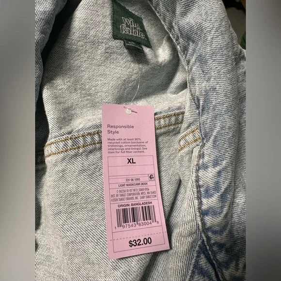 Women’s Wild Fable cropped denim trucker jacket Jean jacket - Picture 5 of 8